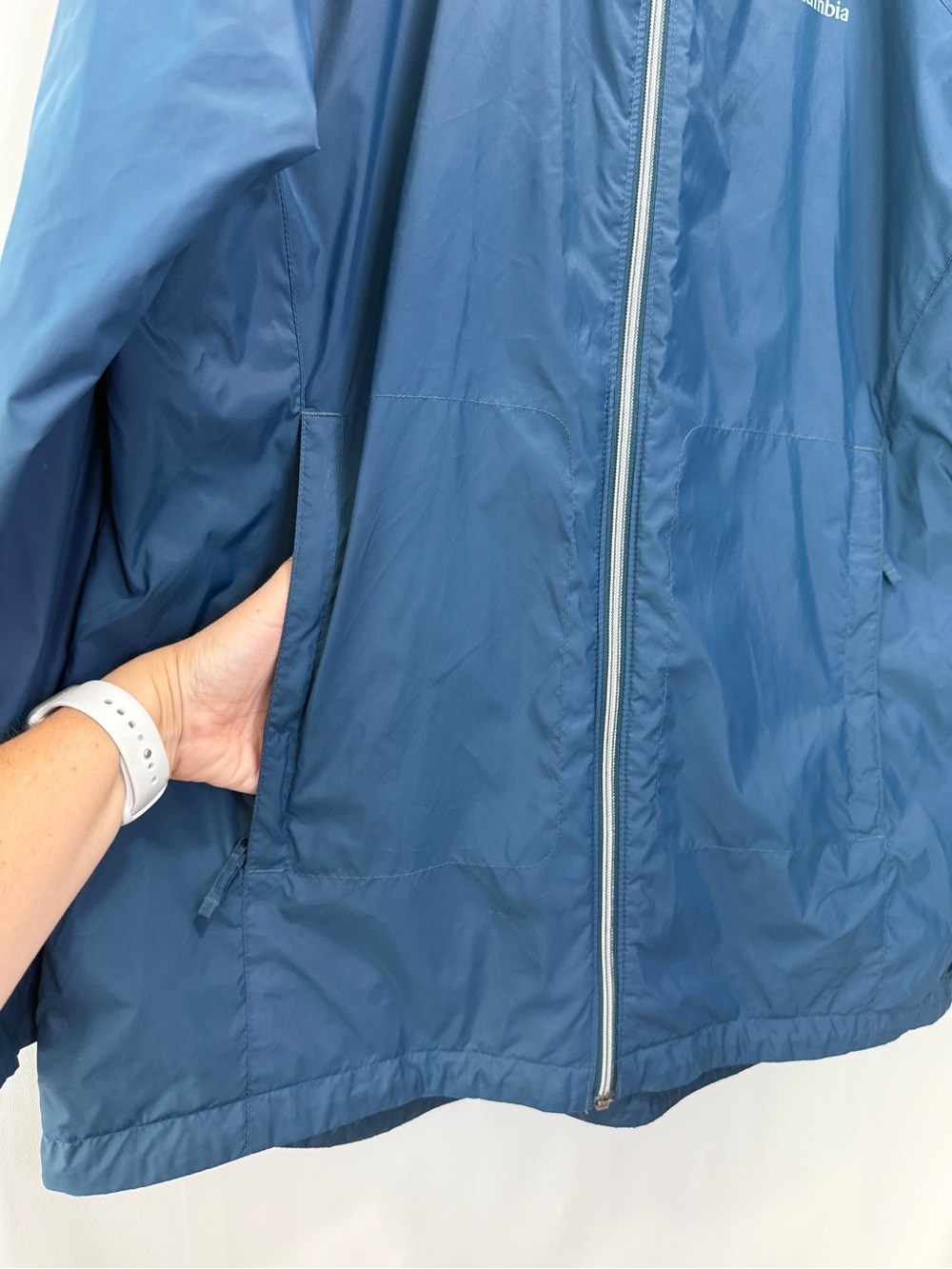 Columbia Blue Hooded Rain Jacket Lined Women’s XL - Picture 5 of 14